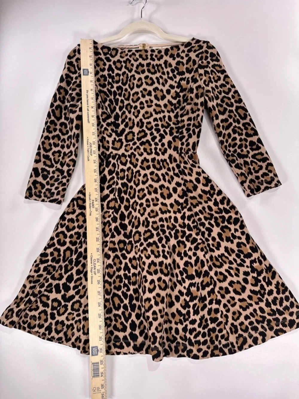 Kate Spade Leopard Print Fit Flare Ponte Dress 0 Brown 3/4 Sleeve